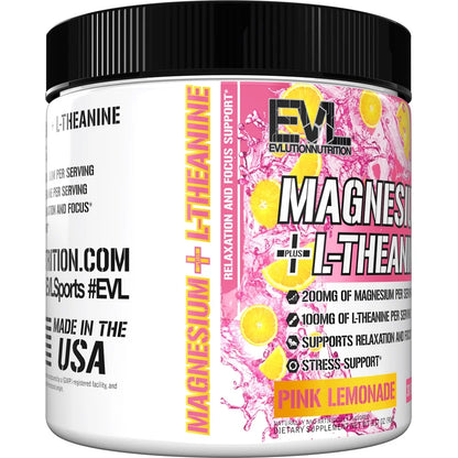 Magnesium + L-Theanine - Natural Relaxation & Focus Support - 200Mg Magnesium + 100Mg L-Theanine - Vegan & Non-Gmo - Powder Dietary Supplement - 30 Servings - Pink Lemonade