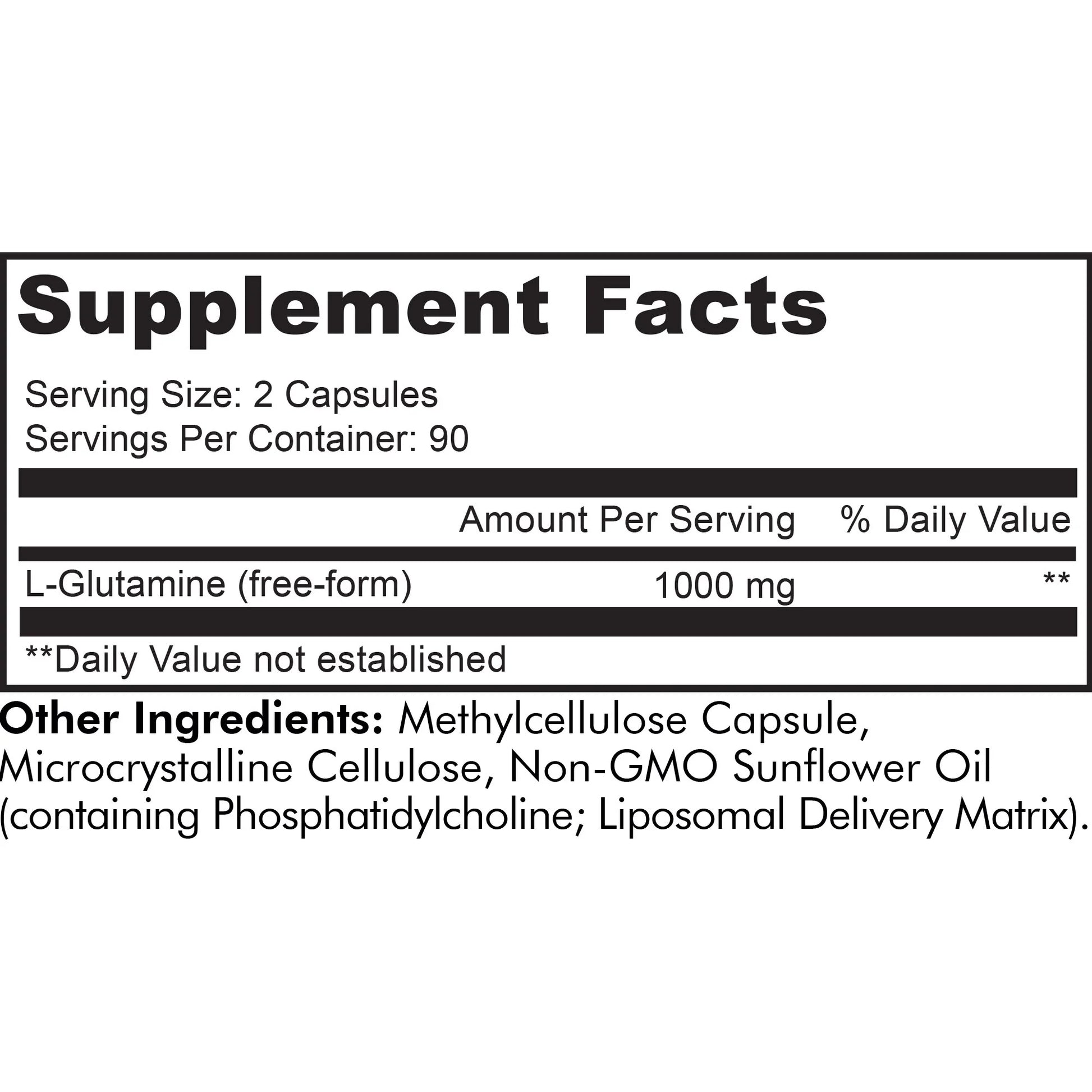 Liposomal L-Glutamine 1000Mg Supplement, Free-Form Glutamine Formula, 3-Month Supply, 180 Ct