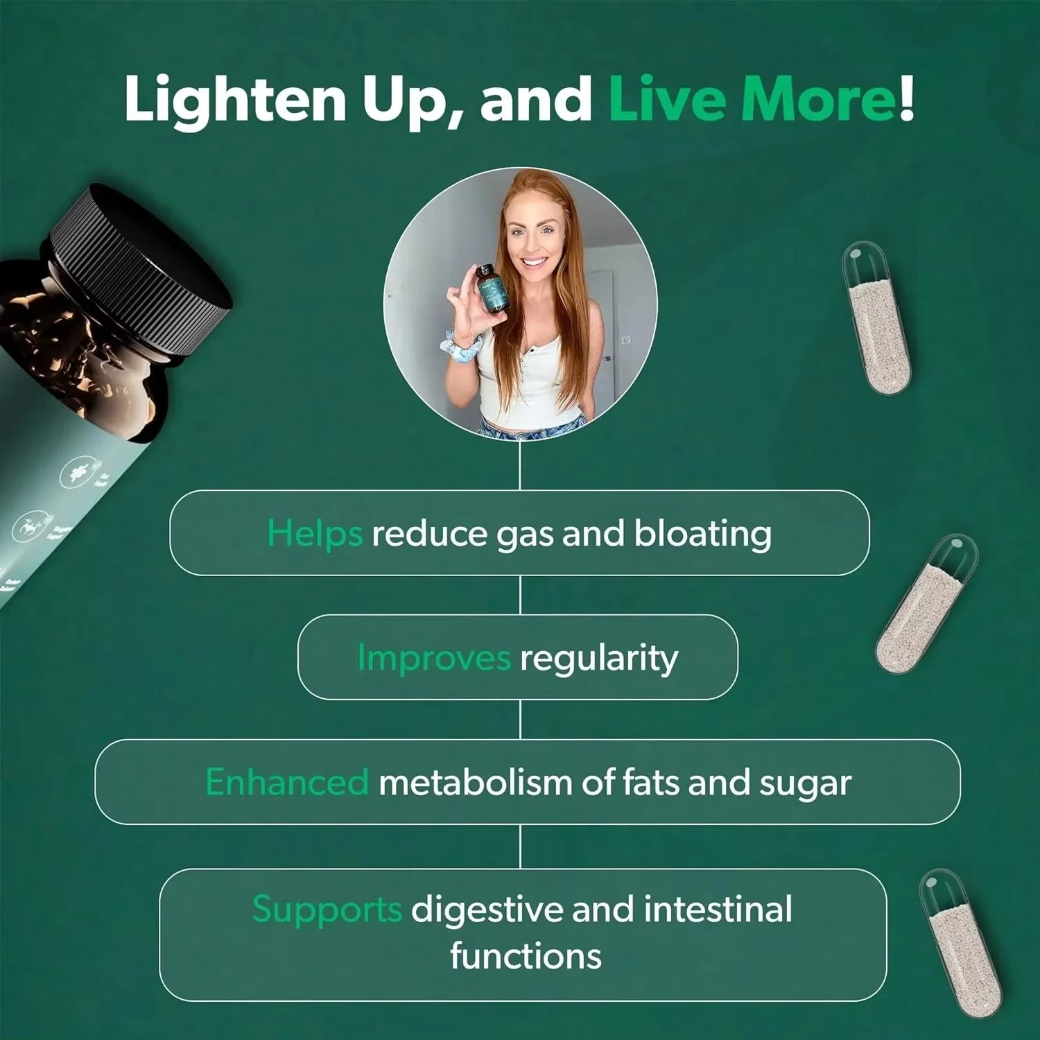 Probiotic, Prebiotic & Postbiotic Supplement for Digestive Balance - Digestion Support Supplement - Vegan, Gluten-Free